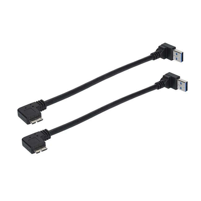 কোণযুক্ত USB 3৷{1}} AM থেকে মাইক্রো USB 3৷{3}} BM কেবল