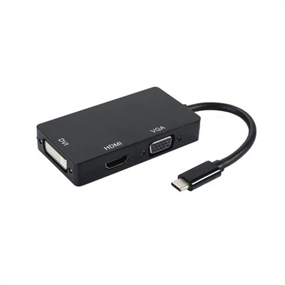 USB 3.1 টাইপ C থেকে HDMI VGA DVI কনভার্টার কেবল