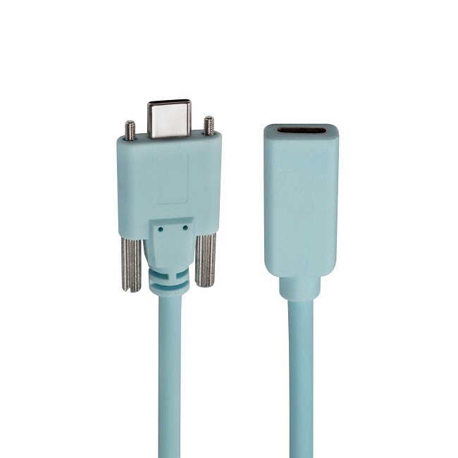 USB C Male With Dual Screw To USB C Female Cable