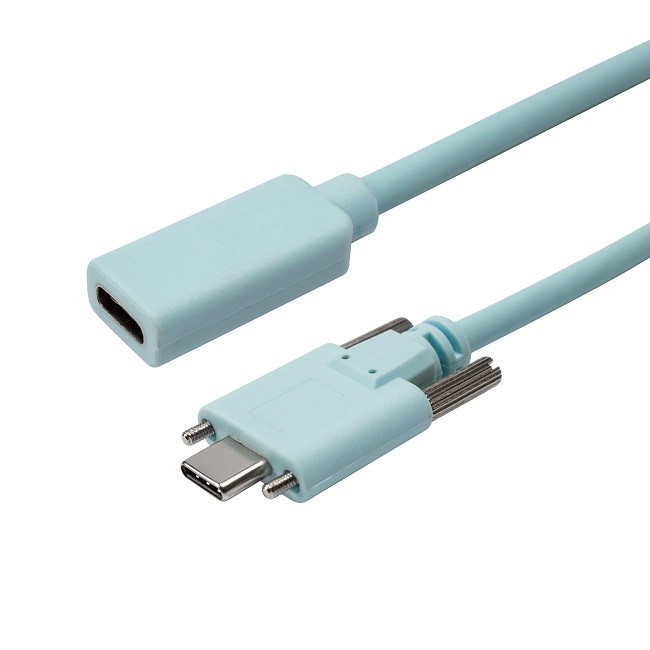 USB C Male With Dual Screw To USB C Female Cable